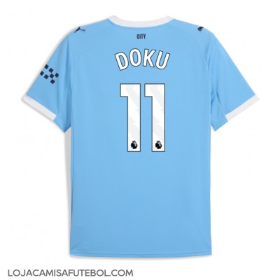 Camisa de Futebol Manchester City Jeremy Doku #11 Equipamento Principal 2025-26 Manga Curta Camisa de Futebol Manchester City Jeremy Doku #11 Equipamento Principal 2025-26 Manga Curta